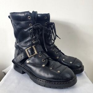 Martino Men's Motorcycle Boot with Inside Zipper Leather Black 9US